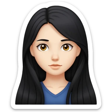 Girl with a black long hair  sticker