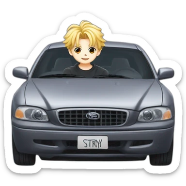 bangchan of stray kids on a car sticker