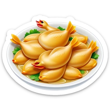 Nanjing Salted Duck sliced pieces with glistening skin, simplified emoji style with bold outlines and bright colors, cartoon style Jiangsu specialty Ya Xue sticker