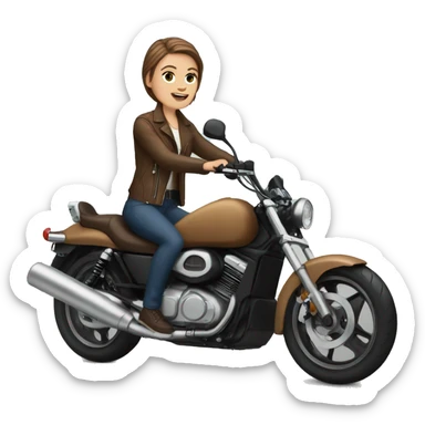 White girl brown hair on motorcycle  sticker