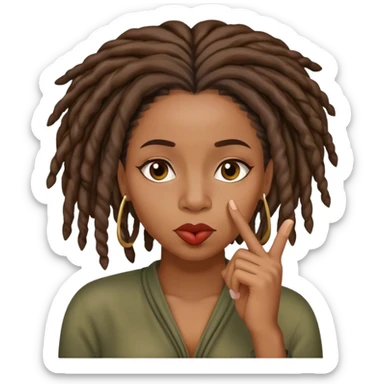Black woman with locs shushing finger sticker