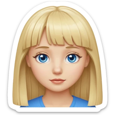 Blonde girl with bangs and blue eyes sticker