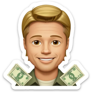 Bradd pitt with cash  sticker