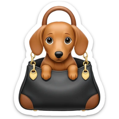 a black bag in the shape of a dachshund sticker
