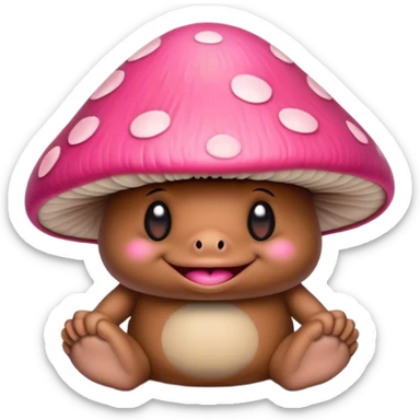 Pink mushroom troll sticker