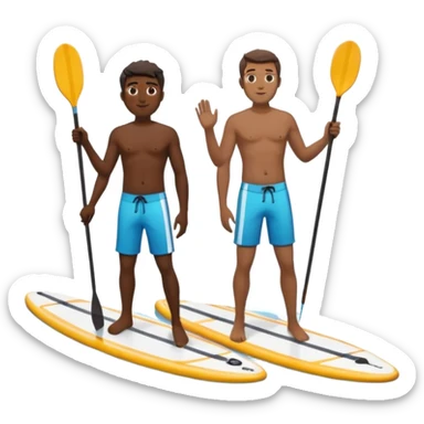 paddleboarding buddies one black  male wafer 2 paddle boards sticker