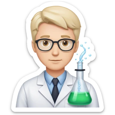 white man scientist photorealistic sticker