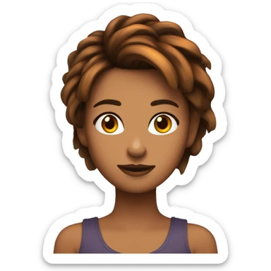 Chica con el pelo  cobrizo y corto con pecas y ojos marrones sticker