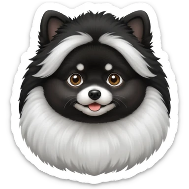 black pomeranian with white band sticker