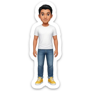 Filipino man white t-shirt denim jeans with yellow sneakers  sticker