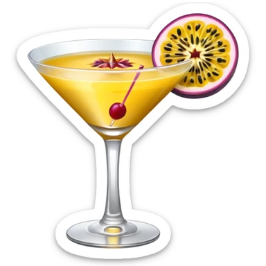 pornstar martini. the passion fruit slice should be on top of the liquid. not on the rim sticker