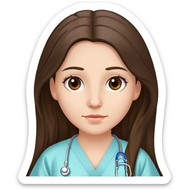 Brunette with long hair wearing patient hospital gown  sticker