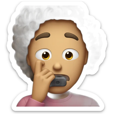 exasperated person holding a phone vertically in front of their face sticker