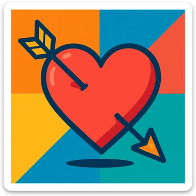 heart with arrow, cartoon style, vibrant colors sticker