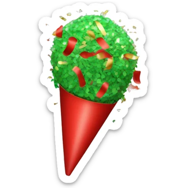 Party popper with red and green confetti sticker