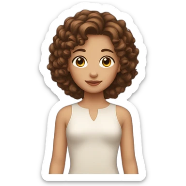 A girl with brown hair and brown eyes and curly hair  sticker
