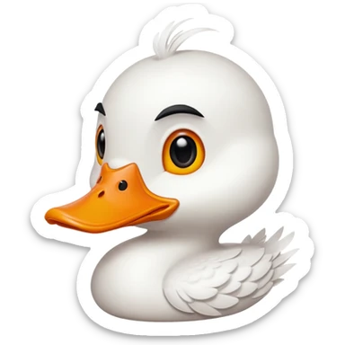 orange whit duck beak and black dot eyes cartoon style sticker