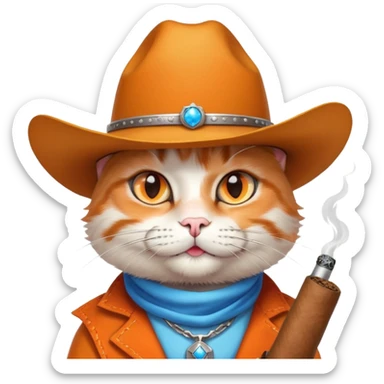 Space cat wearing a cowboy hat smoking a cigar sticker