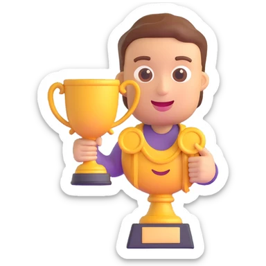 and emoji of emoji holding a trophy sticker