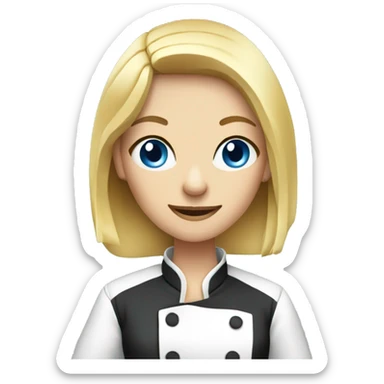 blonde hair blue eyes girl chef with knife  sticker