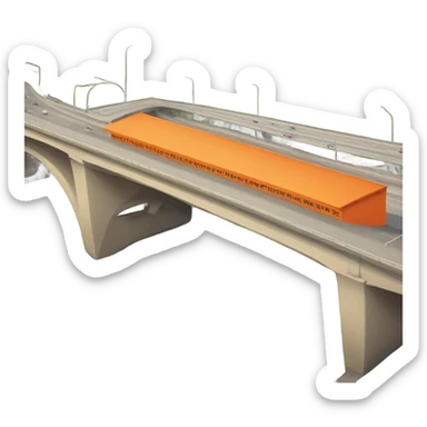 Orange building under a highway overpass  sticker