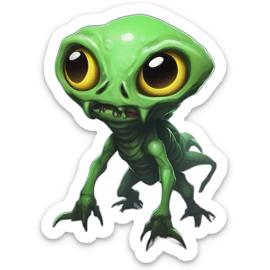 alien creature scifi roguelike rpg style inspired by slay the spire digital art sticker
