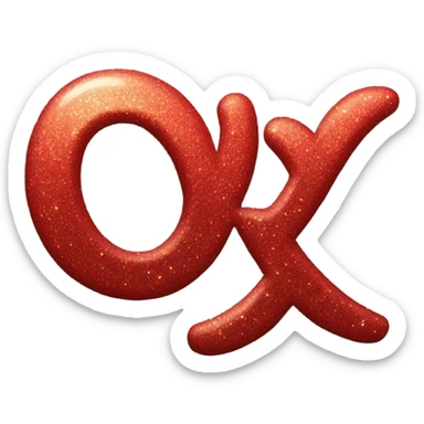 The letters xoxo in sparkly red font  sticker