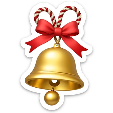 cute jingle bell with red and white rope and floral decoratons sticker