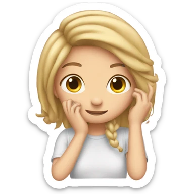 Girl tucking hair behind ears sticker