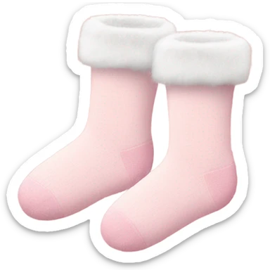 a pair of light pink christmas socks with fur sticker