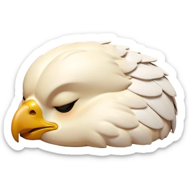 Meme-Worthy Cute Sleeping Hawk Portrait Emoji, Head resting peacefully with a contented smile, showcasing a robust, agile form with eyes gently closed in serene slumber and a subtly curved beak, Simplified yet adorably endearing features, highly detailed, glowing with a soft, drowsy light, high shine, relaxed and utterly lovable, stylized with an air of playful laziness, soft glowing outline, capturing the essence of a sleeping hawk that feels destined to become the next viral icon of adorable rest! sticker