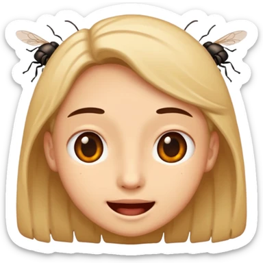 😊🥺 these emojis but with flies around it and its happy sticker