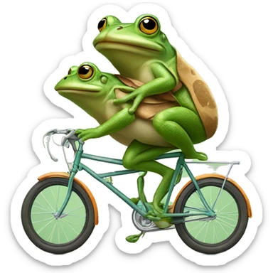 frog and toad on tandem bicycle  sticker