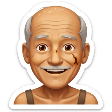 AN OLD MAN FULL OF BURNED MARKS BECAUSE OF COOKING OIL BUT ITS ON HIS BODY NOT FACE sticker