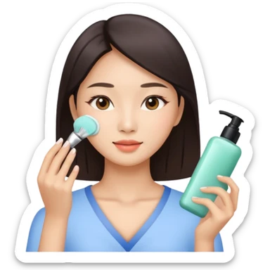 Asian women doing facial beauty sticker