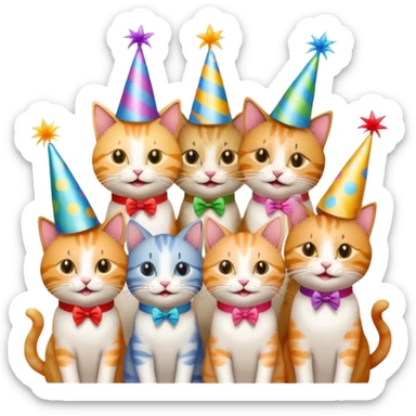12 cats at a birthday party sticker