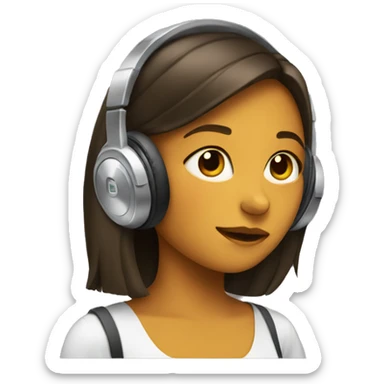girl listening to music on headphones sticker