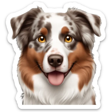 Red Merle Australian shepherd , one blue eye the other half brown half blue  sticker