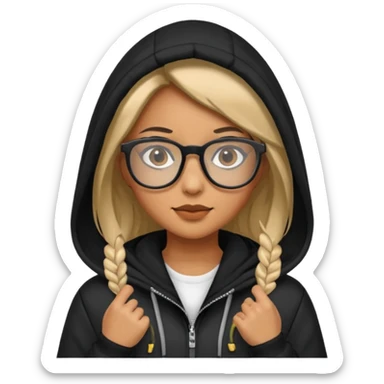 woman in hooded jackets and glasses sticker