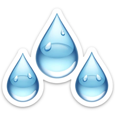 3 water droplets stack on top of each other vertically with two water droplets on the sides; 5 droplets total sticker