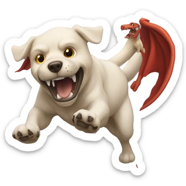 Dog  fighting a dragon sticker