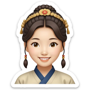 A smiling Korean girl with traditional Korean hairstyle sticker