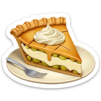 A slice of apple pie with  vanilla  cream sticker