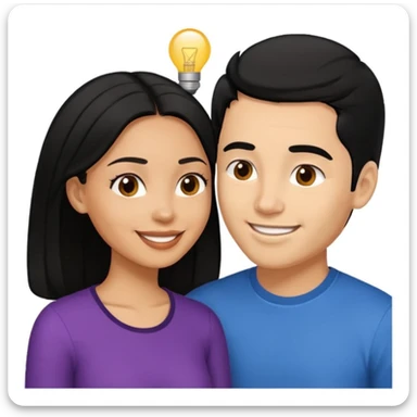 light skin black hair woman talking with a light skin black hair man, we're face to face and happy sticker