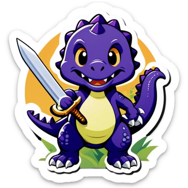 Dinosaur with sword sticker
