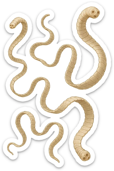 sei parassiti come la tenia fluttuano in aria sticker