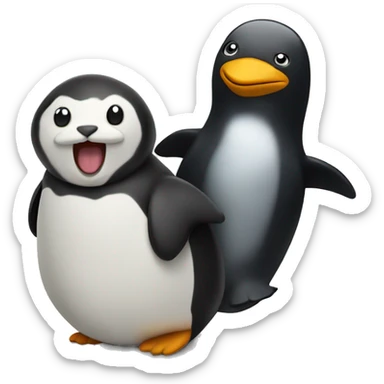 cat riding a penguin  sticker