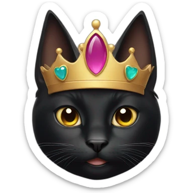 Black cat wearing a crown sticker