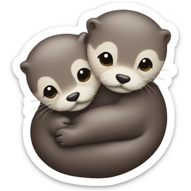 Iridescent  otters hugging sticker