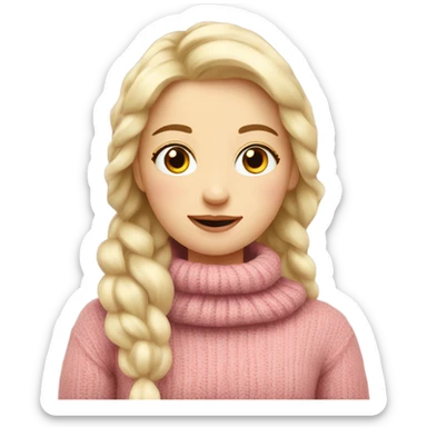 cozy beautiful finnish blond winter girl with brown pink sweater sticker